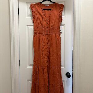Burnt Orange Swiss Dot Dress Size M NWT